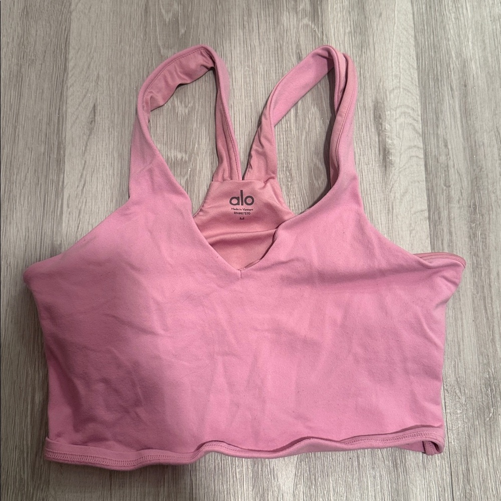 ALO Yoga Pink V-Neck Crop Tank Top